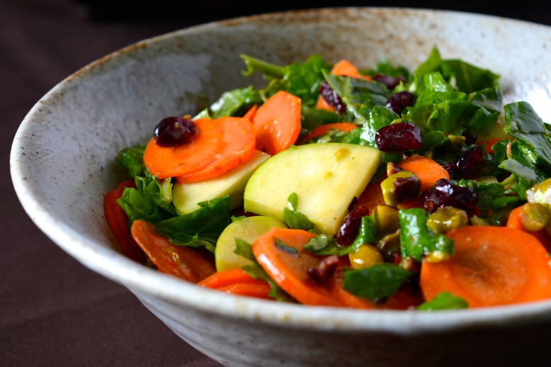 Carrot, Kale and Apple Salad with Maple-Tahini Vinaigrette